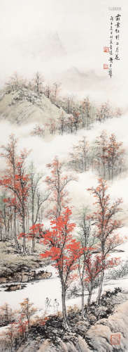 黄君璧 1948年作 霜叶红于二月花 立轴 纸本设色