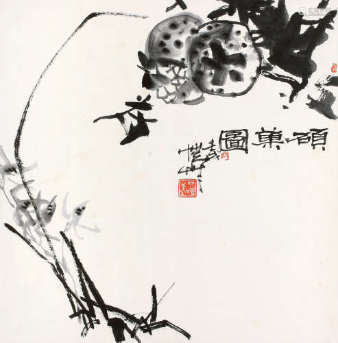 潘公凯 1982年作 硕果图 立轴 纸本水墨