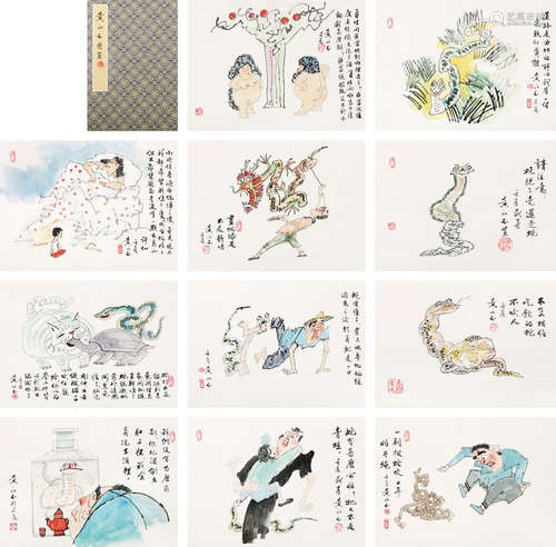 黄永玉 2012年作 小品册页 册页 纸本设色