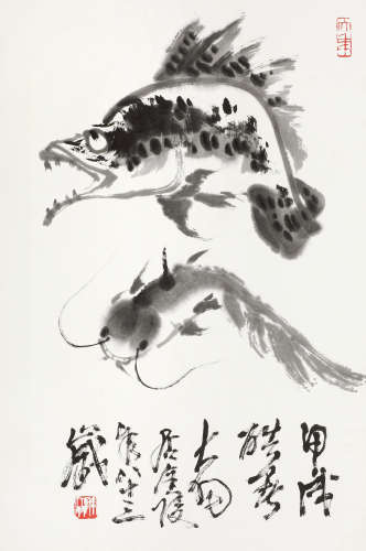 陈大羽 1994年作 鱼 镜心 纸本水墨
