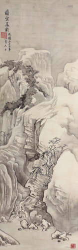 宋美龄 1938年作 雪景山水 立轴 绢本水墨