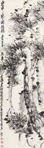 吴昌硕 1920年作 花卉 立轴 纸本水墨