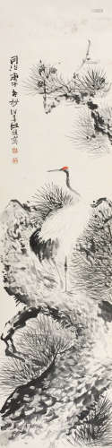 任伯年 1870年作 鹤寿 立轴 纸本设色