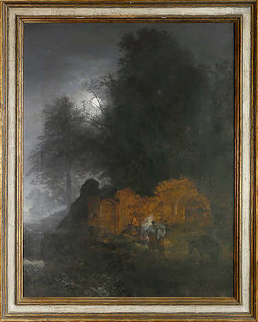 Oswald Achenbach (1827-1905)   Grotte italienne au clair de lune   1893