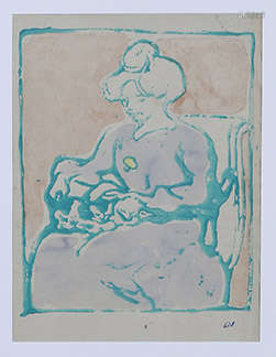 Louis Valtat (1869-1952)   Femme assise avec ses deux chats sur les genoux - Madame Valtat   circa 1905