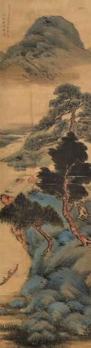 张培敦 1838年作 春色图 立轴 设色绫本