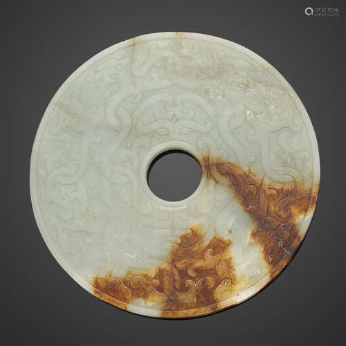 A carved jade bi disk Mid-Qing dynasty or later