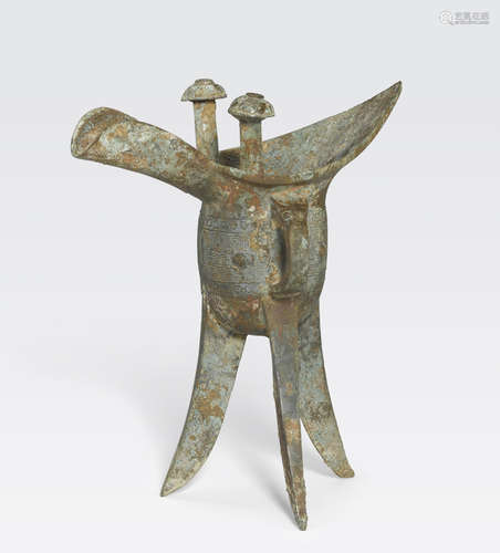 An archaic bronze ritual vessel, jue Shang dynasty