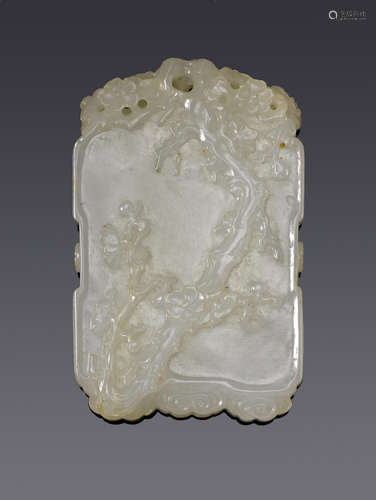 A white jade plaque with plum blossom branch Qing dynasty