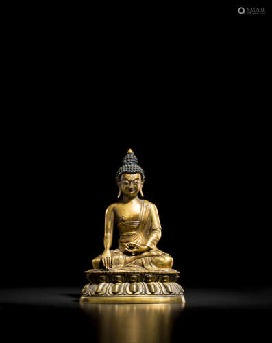 A gilt copper alloy figure of Buddha Qing, circa 18th century