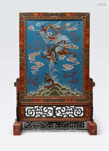 A polychrome lacquered table screen Late Qing/Republic period