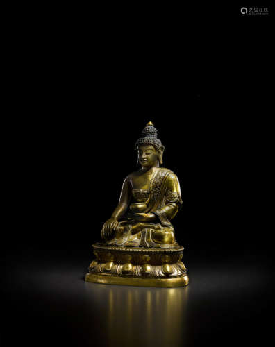 A gilt copper alloy figure of Buddha Qing, circa 18th century