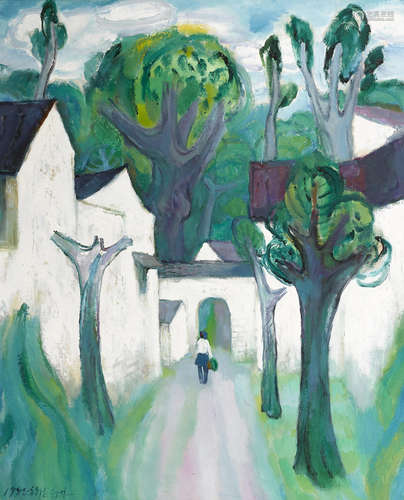 Chen Junde (born 1937) White Village, Green Trees, 1988