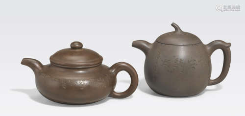 Two yixing pottery teapots