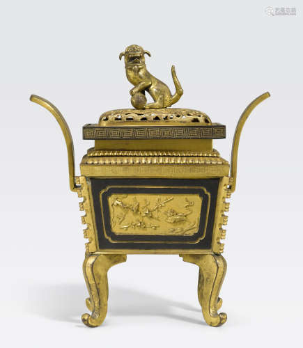 A gilt bronze footed censer 18th/19th century