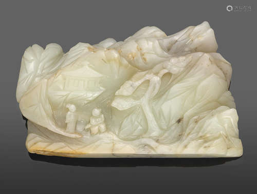 A carved nephrite boulder 19th century