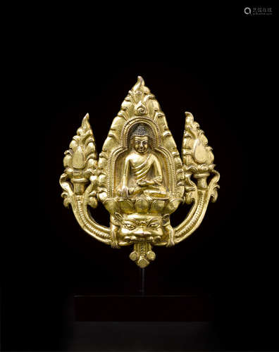 A gilt copper alloy crown finial Tibet, circa 16th century