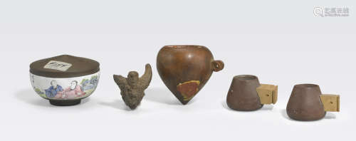 A group of four Yixing pottery decorations