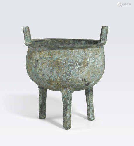 An archaic bronze tripod, ding Shang Dynasty