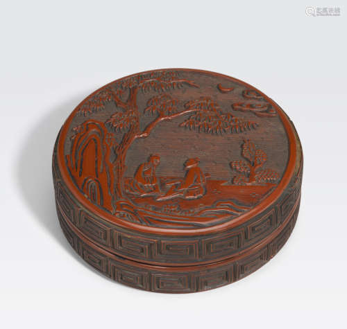 A circular cinnabar lacquer box 17th century