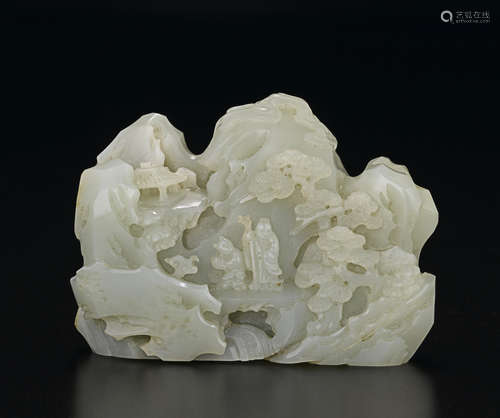 A pale green jade carving of a mountain 18th/19th century