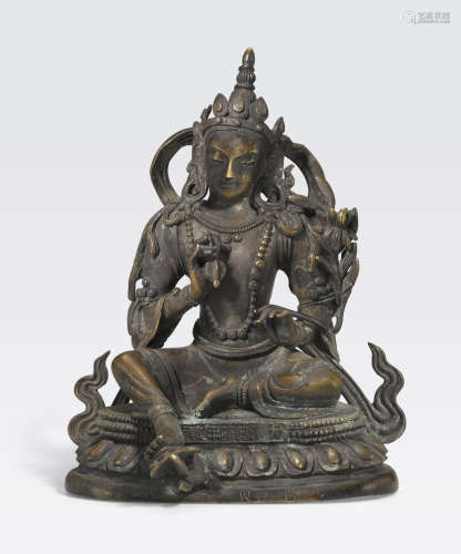 A copper alloy figure of Samantabhadra Qianlong mark and of the period
