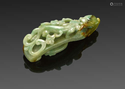 A green jadeite belt hook