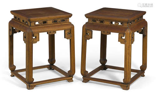 A pair of hardwood low stands Republic period