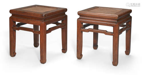 A pair of nanmu stools, fang deng 17th/18th century