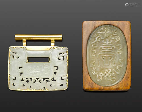 Two carved jade plaques