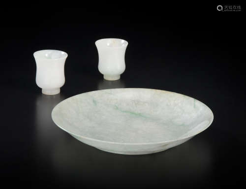 A group of three jadeite containers