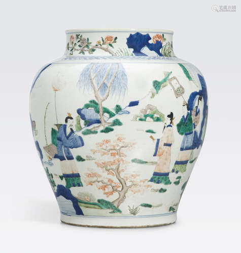 A Transitional style wucai-decorated jar Late Qing/Republic period