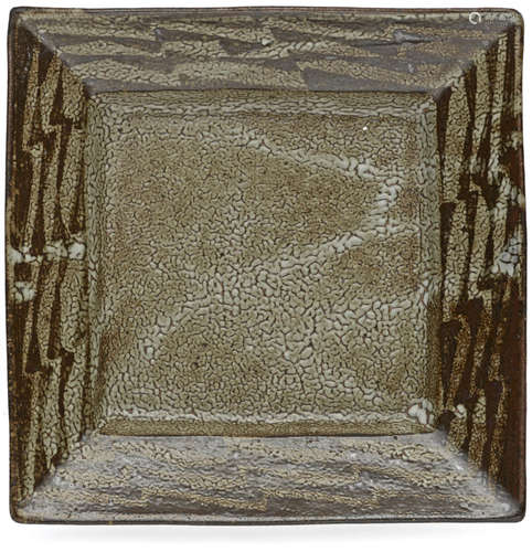 A studio stoneware square dish Shimaoka Tatsuzo (1919-2007)