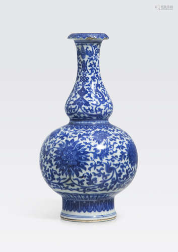 A blue and white double gourd vase Qianlong mark, Republic period