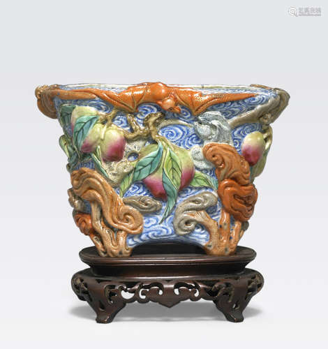 A polychrome enameled jardinière Qianlong mark, Republic period