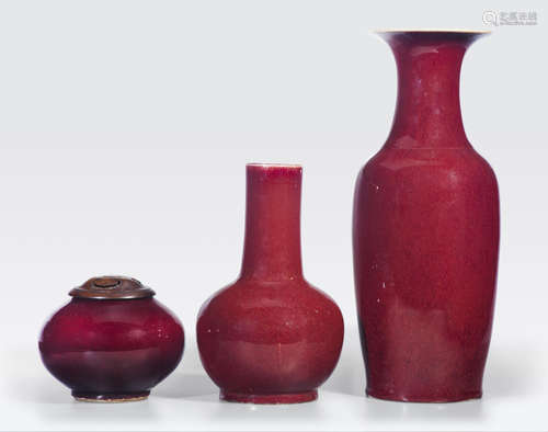 A group of three transmutation red glazed vases 18th and 19th century