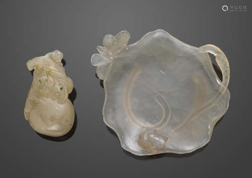 Two carved agate decorations