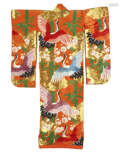 Two ceremonial brocade kimono, uchikake 20th century