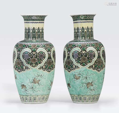 A pair of famille noire enameled baluster vases Late Qing/Republic period