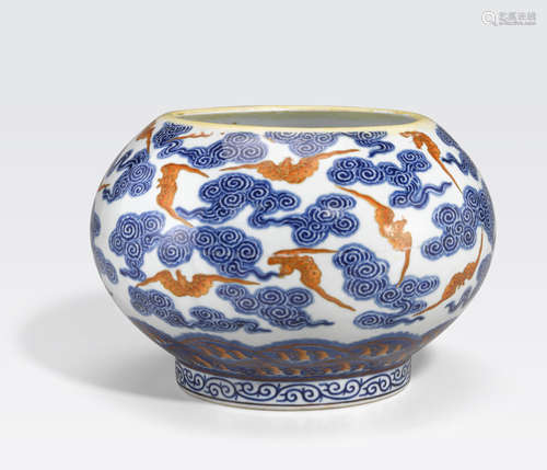 A blue and iron-red enameled vase Xuantong mark, late Qing/Republic period