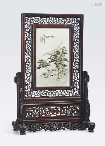 A qianjiangcai enameled porcelain plaque Late Qing/Republic period