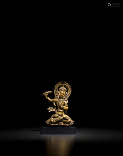 A gilt copper alloy figure of Manjushri Nepal, circa 16th century