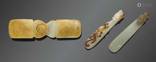 A group of three jade belt accessories Qing dynasty and later