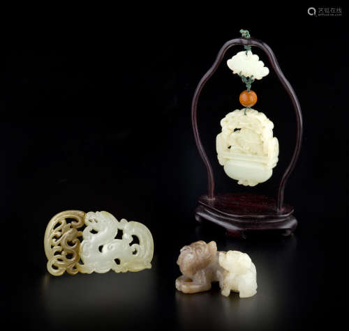 A group of three small jade carvings