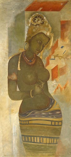 Bengal School Style Untitled (Study of Ajanta)