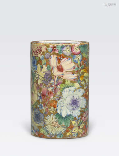 A millefleur-decorated brush pot Qianlong mark, Republic period