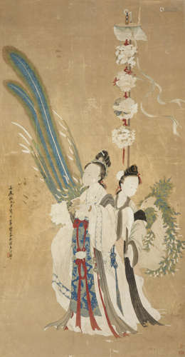 After Gu Luo (19th century) Ladies with Phoenix
