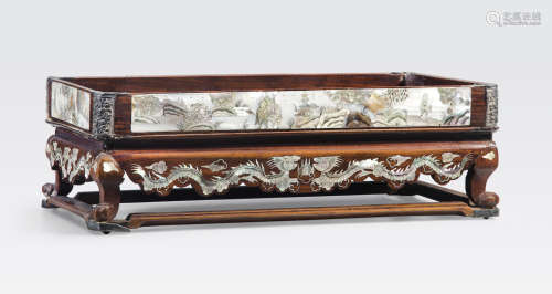 A mother-of-pearl inlaid wood tea or betel nut stand Vietnam or China