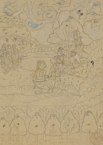 A pounce page from Ramayana Pahari, 19th century