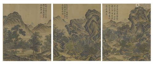 Anonymous (early 20th century) Three paintings of Figures in Landscape